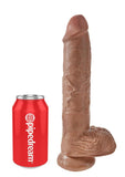 King Cock Dildo with Balls - Caramel/Tan - 10in