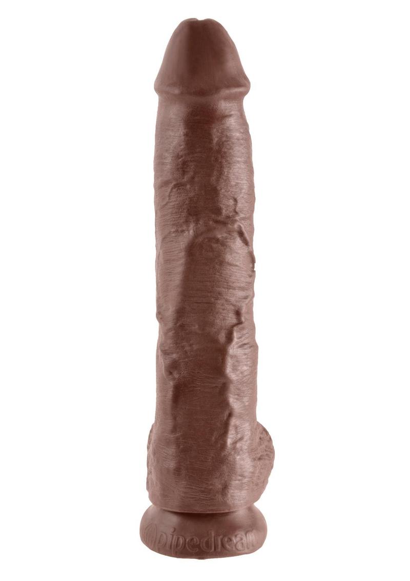 King Cock Dildo with Balls - Brown/Chocolate - 10in