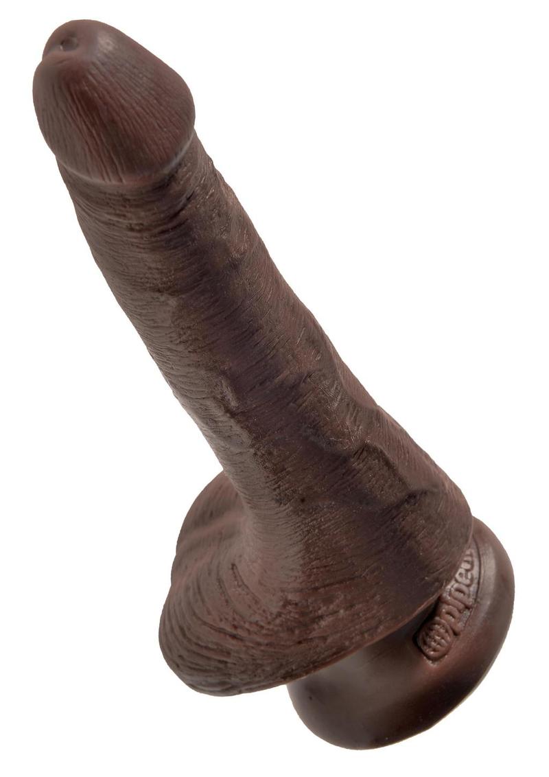 King Cock Dildo with Balls - Brown/Chocolate - 6in