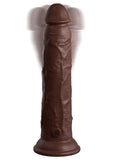 King Cock Elite Dual Density Vibrating Rechargeable Silicone Dildo with Remote Control Dildo - Chocolate - 9in