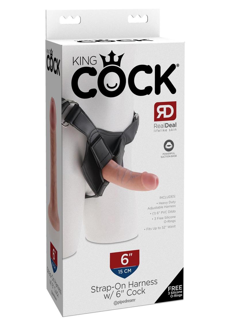 King Cock Strap-On Harness with Dildo - Vanilla - 6in