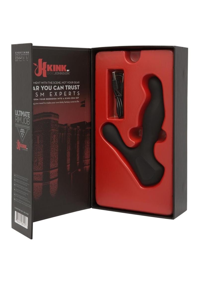 Kink Ultimate Rim Job Rechargeable Silicone Vibrating Prostate Massager with Rotating Ridges - Black