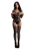 Le Desir Fishnet and Lace Bodystocking - Black - One Size