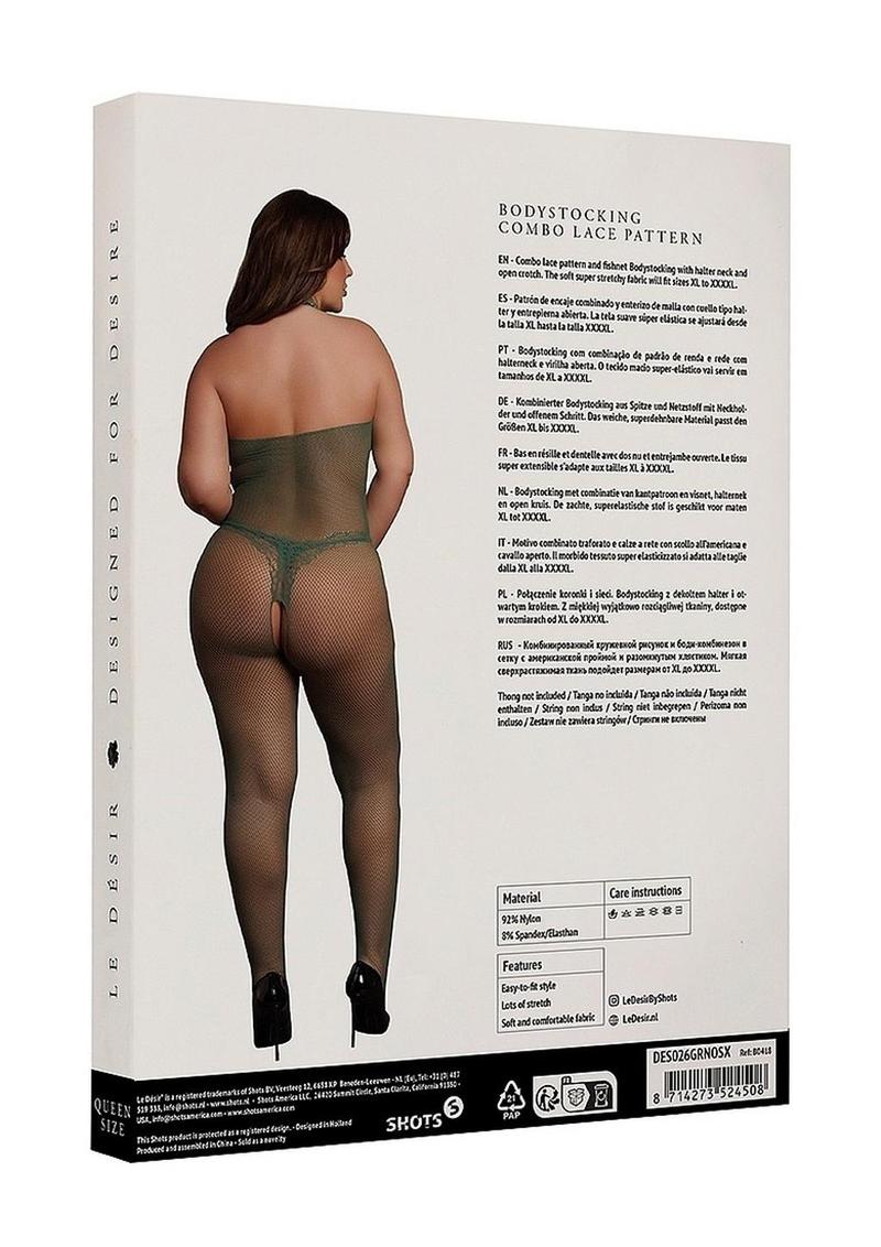 Le Desir Fishnet Lace Bodystocking - Green - Queen