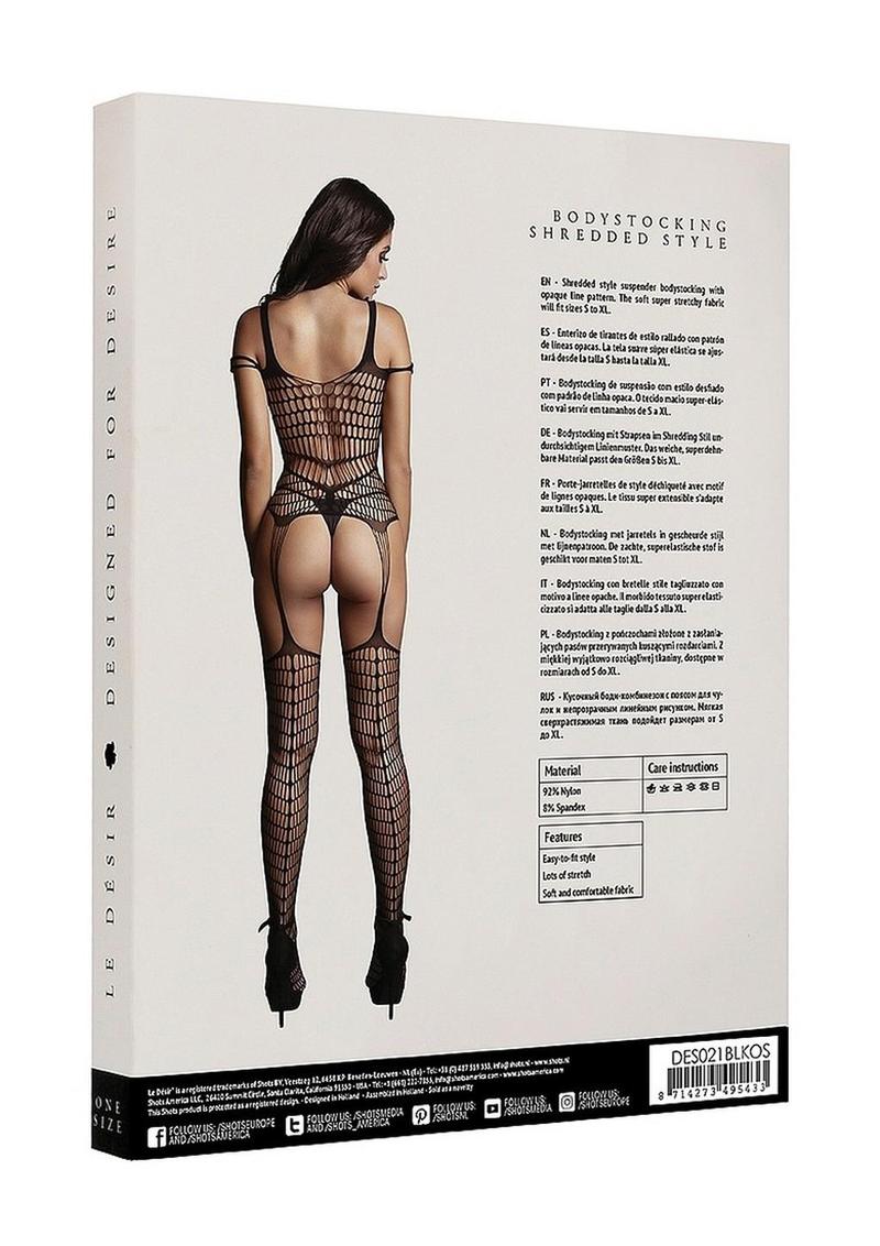 Le Desir Shredded Bodystocking - Black - One Size