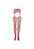 Le Desir Suspender Rhinestone Pantyhose - Red - One Size