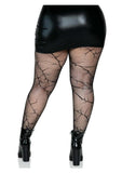 Leg Avenue Cracked Fishnet Tights - Black - Queen/XLarge/XXLarge