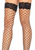 Leg Avenue Fence Net Stocking with Lace Top - Black - One Size