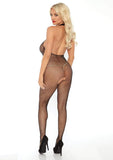 Leg Avenue Fishnet Halter Low Back Bodystocking - Black - One Size