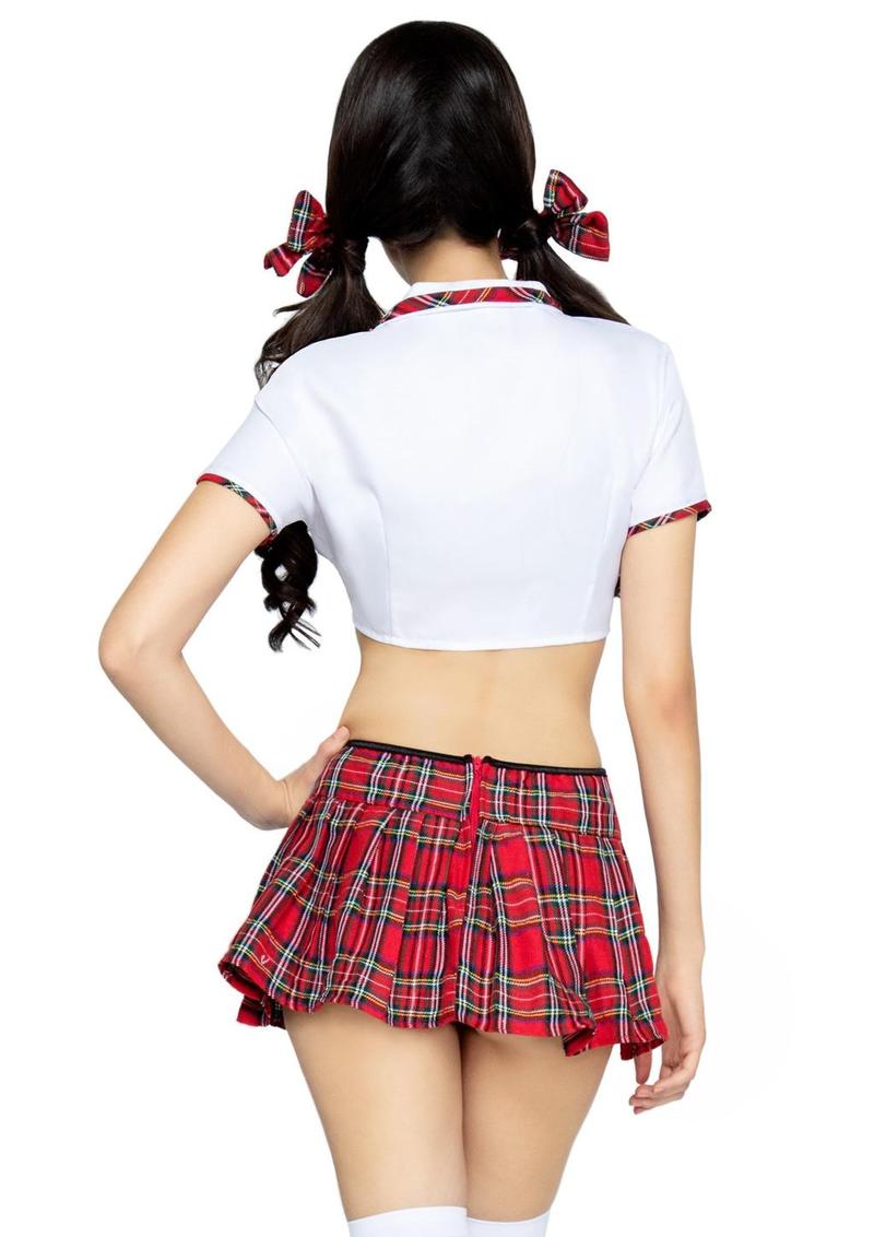 Leg Avenue Miss Prep School - Red/White - Medium/Small - 4 Piece Set