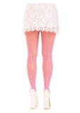 Leg Avenue Sweetheart Striped Net Tights with Keyhole and Mini Bow Detail - Pink - One Size