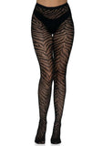 Leg Avenue Zebra Net Tights - Black - One Size