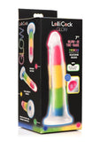 Lollicock Glow In The Dark Rainbow Silicone Dildo - Glow In The Dark/Multicolor - 7in