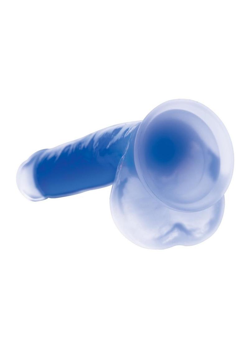 Lollicock Glow In The Dark Silicone Dildo with Balls - Blue/Glow In The Dark - 7in