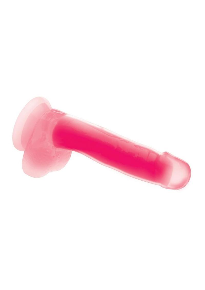 Lollicock Glow In The Dark Silicone Dildo with Balls - Glow In The Dark/Pink - 7in