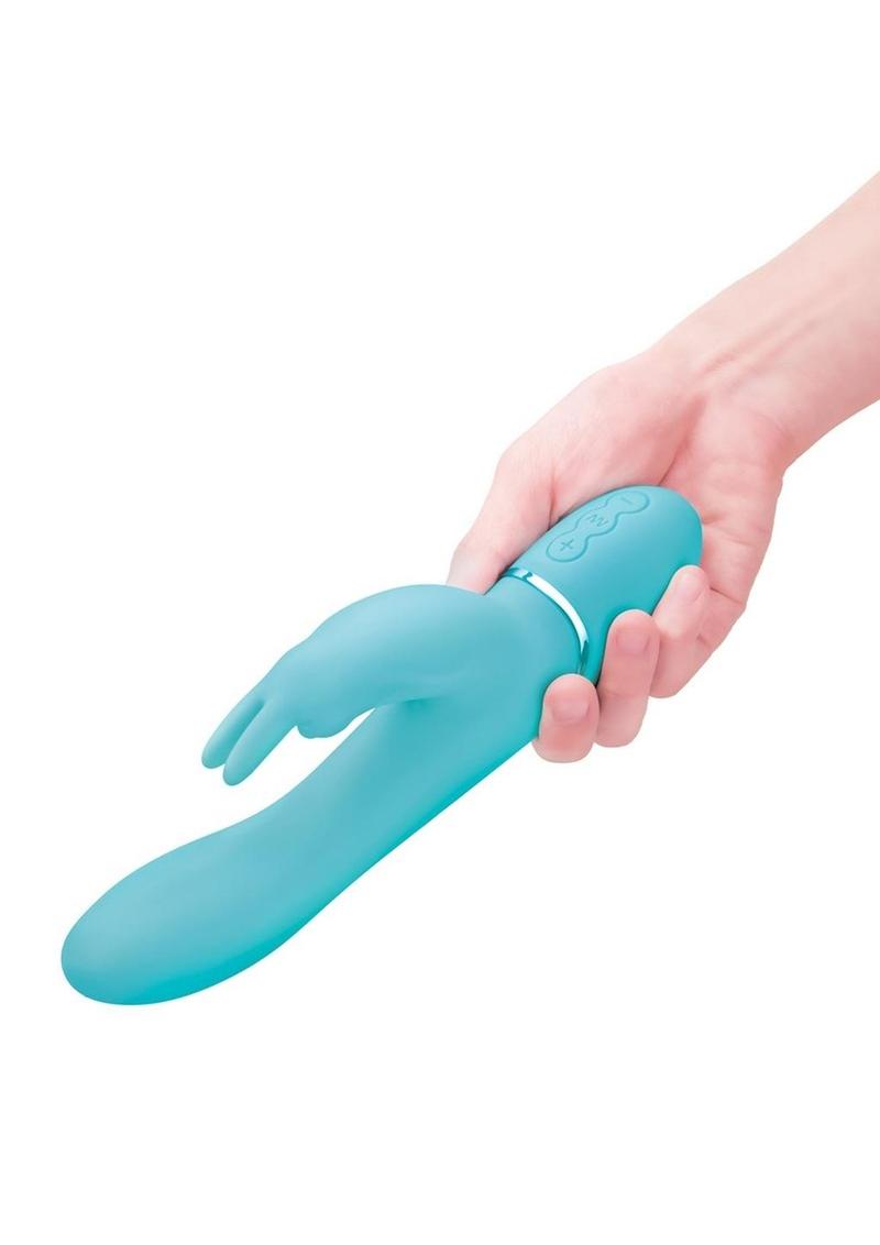 Love Distance Receive App Controlled Silicone Rechargeable Rabbit Vibrator - Teal