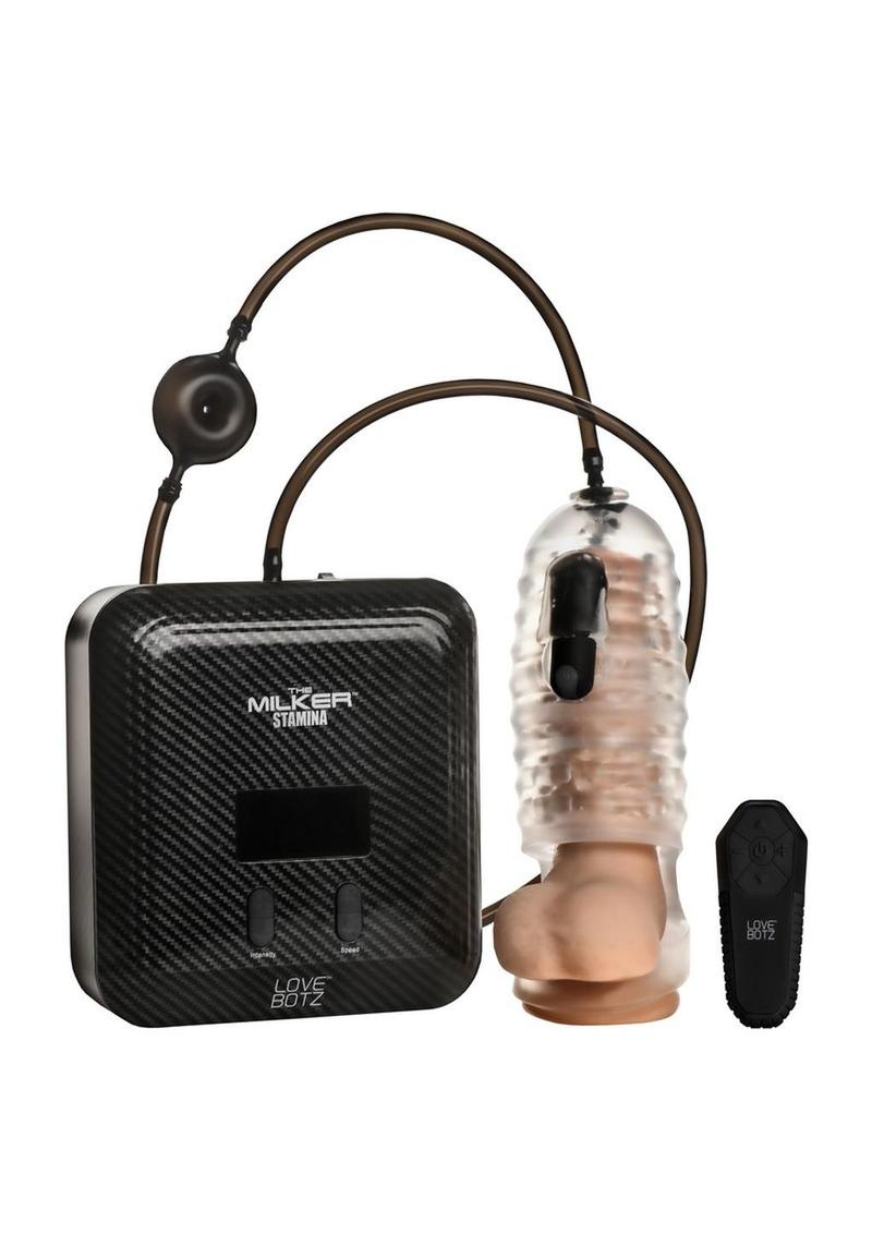 Lovebotz The Milker Max Edition Rechargeable Thrusting and Vibrating Masturbator with Remote - Black