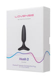 Lovense Hush 2 Rechargeable App Compatible Silicone Vibrating Anal Plug - Black - 1in