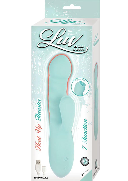 Luv Heat Up Thruster Rechargeable Silicone Vibrator - Aqua/Blue