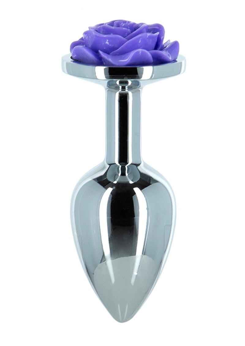 Lux Active Rose Anal Plug - Purple/Silver - 3in