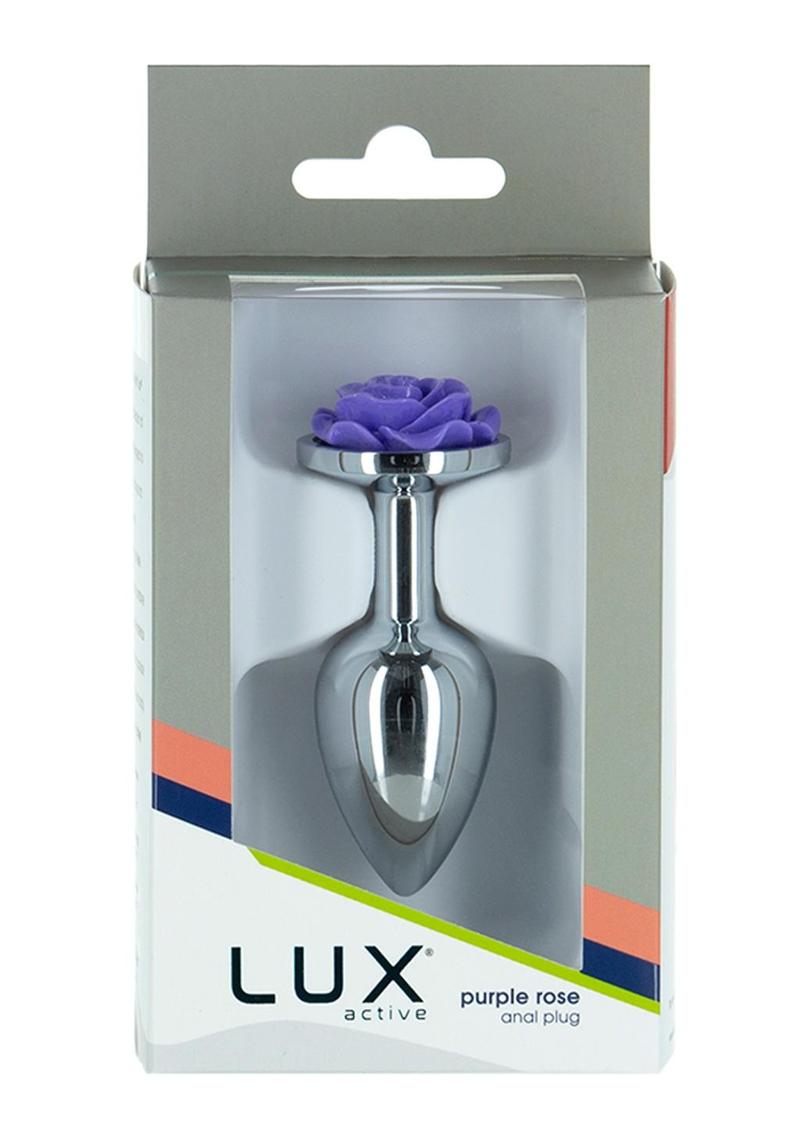 Lux Active Rose Anal Plug - Purple/Silver - 3in