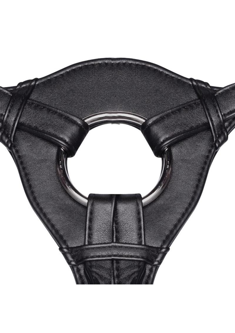 Lux Fetish Patent Leather Strap-On Harness Adjustable - Black
