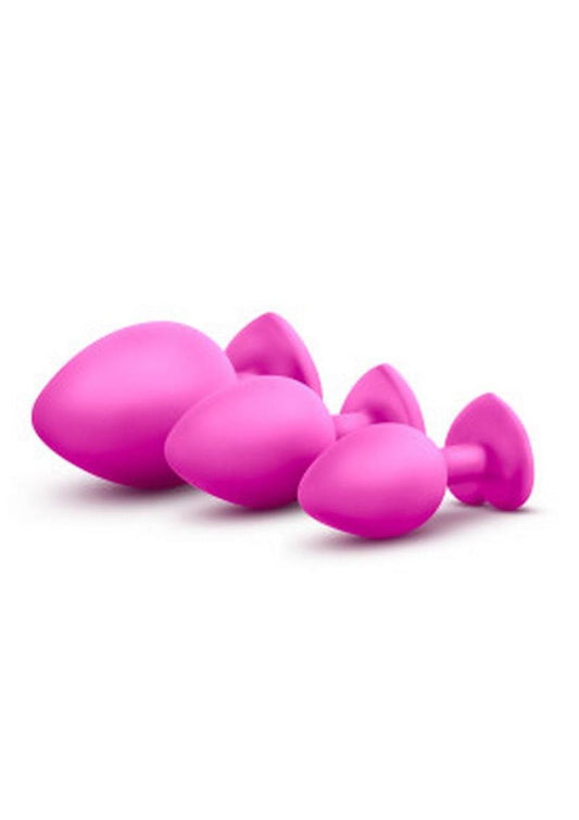 Luxe Bling Plugs Silicone Training Kit with White Gems (3 Size Kit - Pink