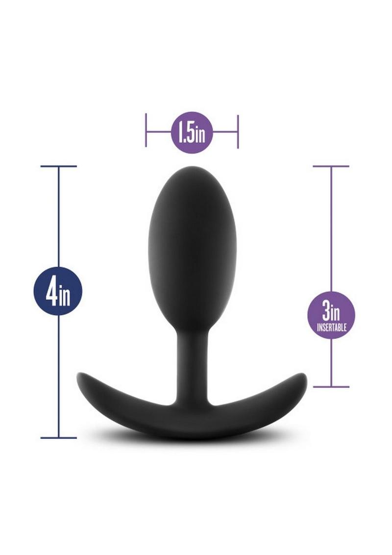 Luxe Wearable Vibra Slim Plug Silicone Butt Plug - Black - Medium