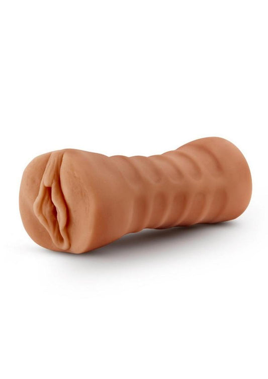 M For Men Sofia Vibrating Masturbator with Bullet - Pussy - Brown/Caramel