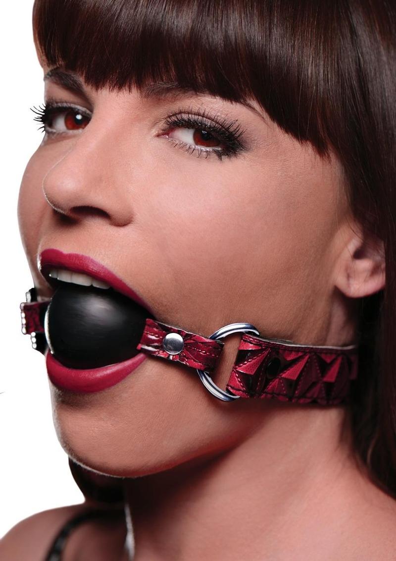 Master Series - Crimson Tied Triad Interchangeable Silicone Ball Gag - Black/Red