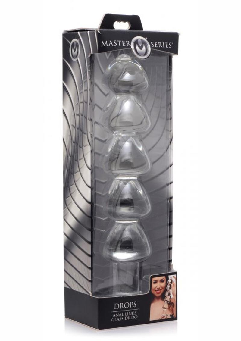 Master Series Drops Anal Links Glass Dildo - Clear