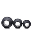 Master Series Gape-Grommets Hollow Silicone Anal Dilator - Black - 3 Pieces/Set