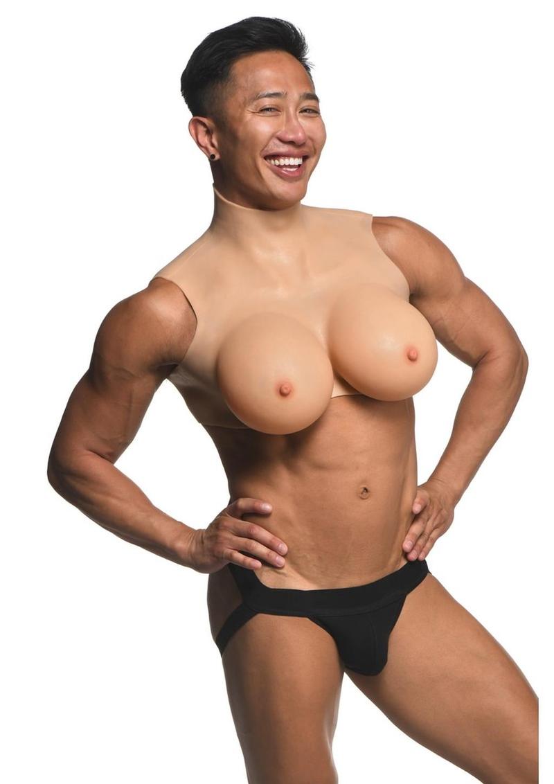 Master Series Perky Pair G-Cup Silicone Wearable Breast - Vanilla