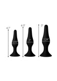 Master Series Triple Spire Tapered Silicone Anal Trainer - Black - 3 Piece/Set