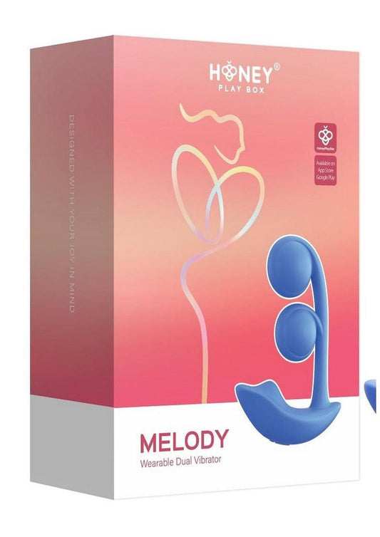 Melody Pressure Sensing App-Controlled Rechargeable Silicone Twin Balls Clit and G-Spot Vibrator - Blue