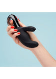 Miss Bi Silicone Vibrator with Clitoral Stimulator - Black