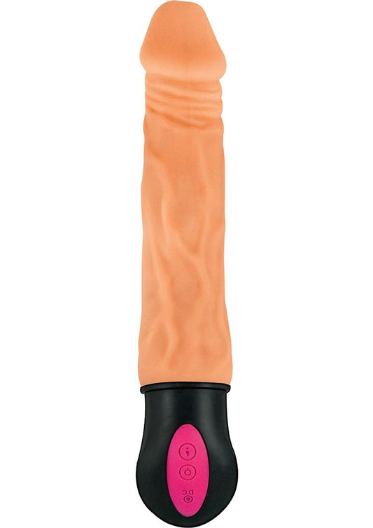 Natural Realskin Hot Cock #1 Rechargeable Warming Vibrator - Vanilla - 7in