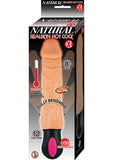 Natural Realskin Hot Cock #3 Rechargeable Warming Vibrator - Vanilla - 8in