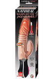 Natural Realskin Hot Cock Jackhammer Rechargeable Warming Vibrator - Flesh/Vanilla