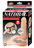 Natural Realskin Squirting Penis with Adjustable Harness - Vanilla - 8in