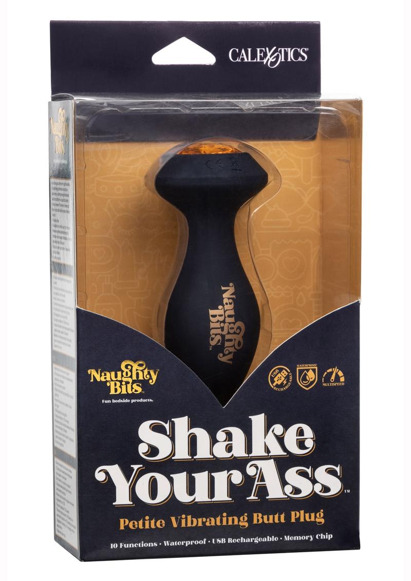 Naughty Bits Shake Your Ass Petite Vibrating Silicone Rechargeable Butt Plug - Black