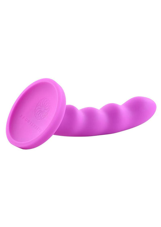 Nautia Silicone Curved Dildo with Suction Cup - Fuchsia/Pink - 8in