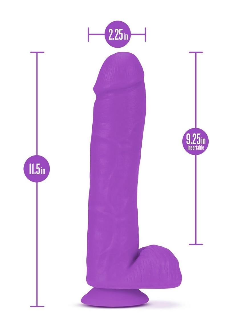 Neo Elite Silicone Dual Density Dildo with Balls - Purple - 11in