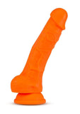 Neo Elite Silicone Dual Density Dildo with Balls - Neon Orange/Orange - 7.5in