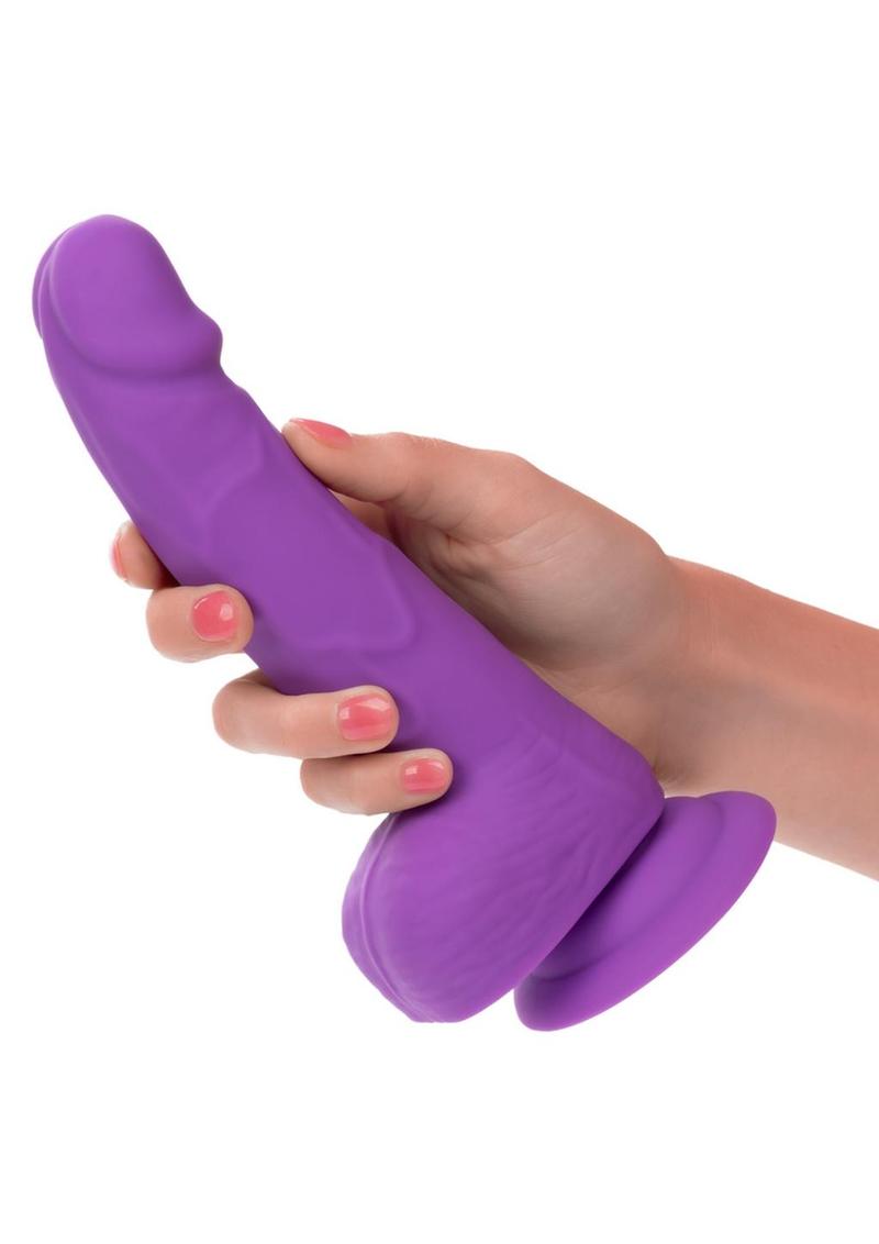 Neon Silicone Studs Dildo - Purple - 6in