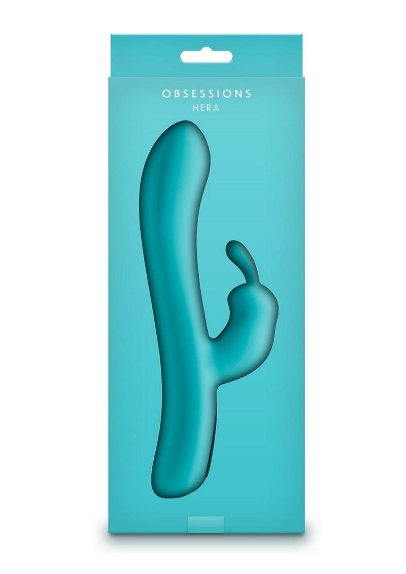 Obsessions Hera Rechargeable Silicone Rabbit Vibrator - Aqua/Blue