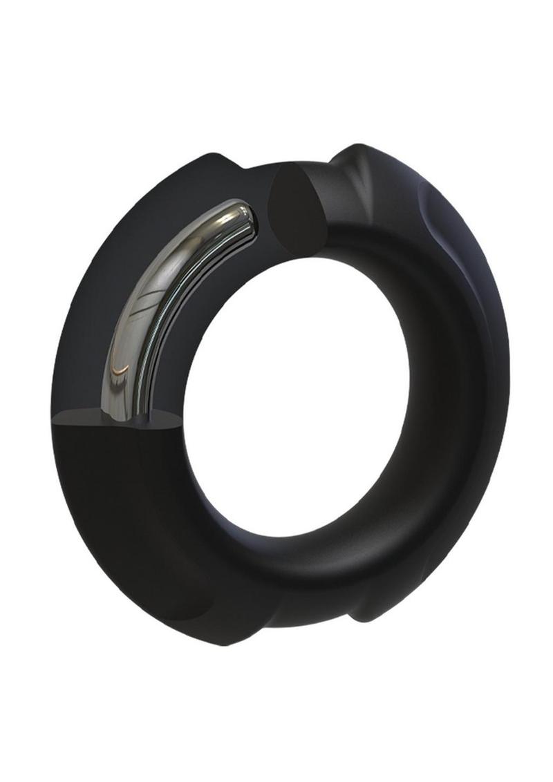 Optimale Flexisteel Soft Silicone with Inner Metal Core Cock Ring - Black - 35mm