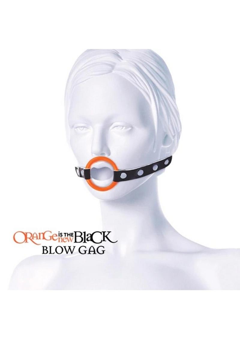 Orange Is The New Black Blow Gag Open Mouth Leather Gag - Black/Orange