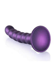 Ouch! Beaded G-Spot Silicone Dildo 5in - Metallic - Purple