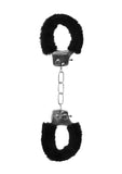 Ouch! Beginner's Furry Hand Cuffs with Quick Release Button - Black